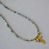Autumn/Winter French Retro Turquoise Beaded Leaf Necklace