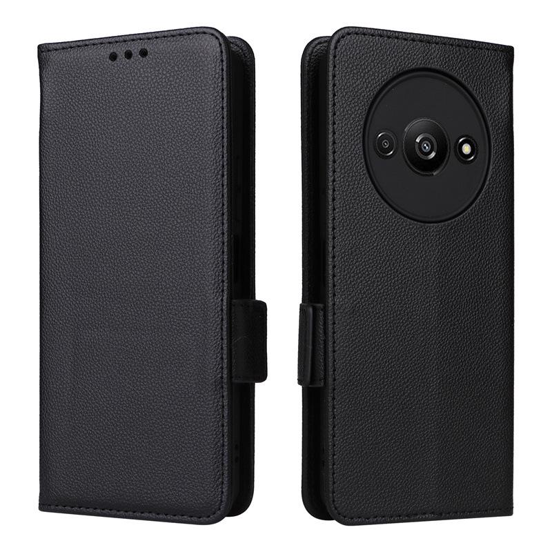 Redmi A3 Leather Phone Case with Card Holder & Lanyard - Cross-border Style
