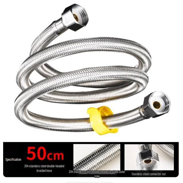 Geflochtener Schlauch aus Edelstahl 304 - Doppelanschluss, Hochdruck, Warm- & Kaltwasseranschluss für Toiletten & Warmwasserbereiter