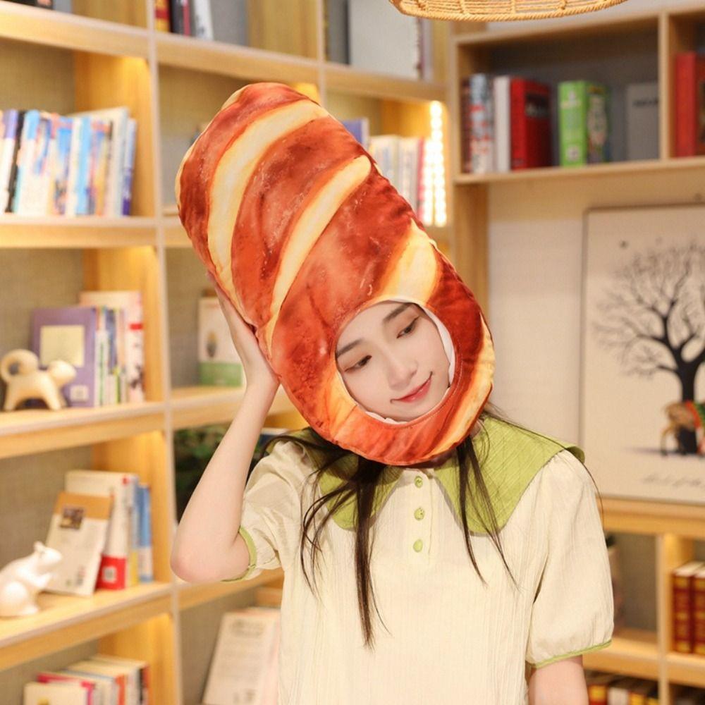 

Мягкая милая шапка-хлеб реквизит для фотосъемки плюшевая шапка-тост INS забавная шапка-тост игрушки 50x25cm