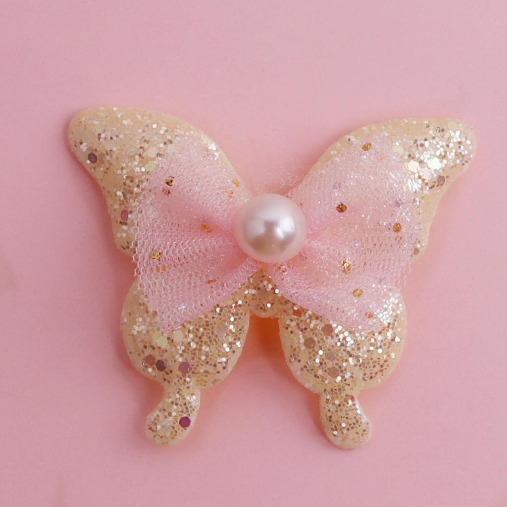 Scallion Powder Mesh Pearl Butterfly Hair Clip, Tie, and Headband DIY Accessories