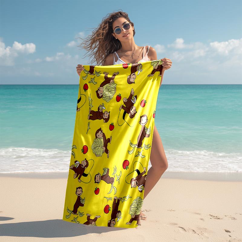 1pc Curious George (6) Beach Towel, Comfortable and Thick, and Swimming/Bath/Picnic/Camping Towel, Suitable for Seaside Beaches