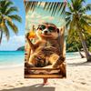 Letni Ręcznik Plażowy z Wzorem Meerkatów - Ochrona Przeciwsłoneczna i Wiatroodporny do Basenu, Kempingu, Podróży - Miękki, Chłonny Koc