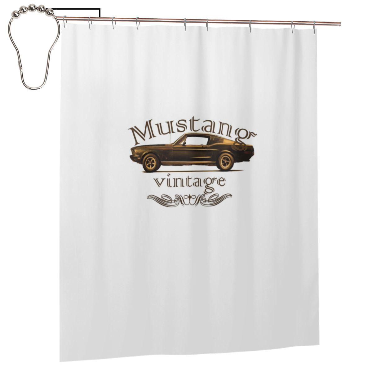 

Mustang Vintage Classic Logo Gt Shower Curtain Bathroom Polyester Waterproof Bath Curtains With Hooks W60H190(CM)-1 Pcs