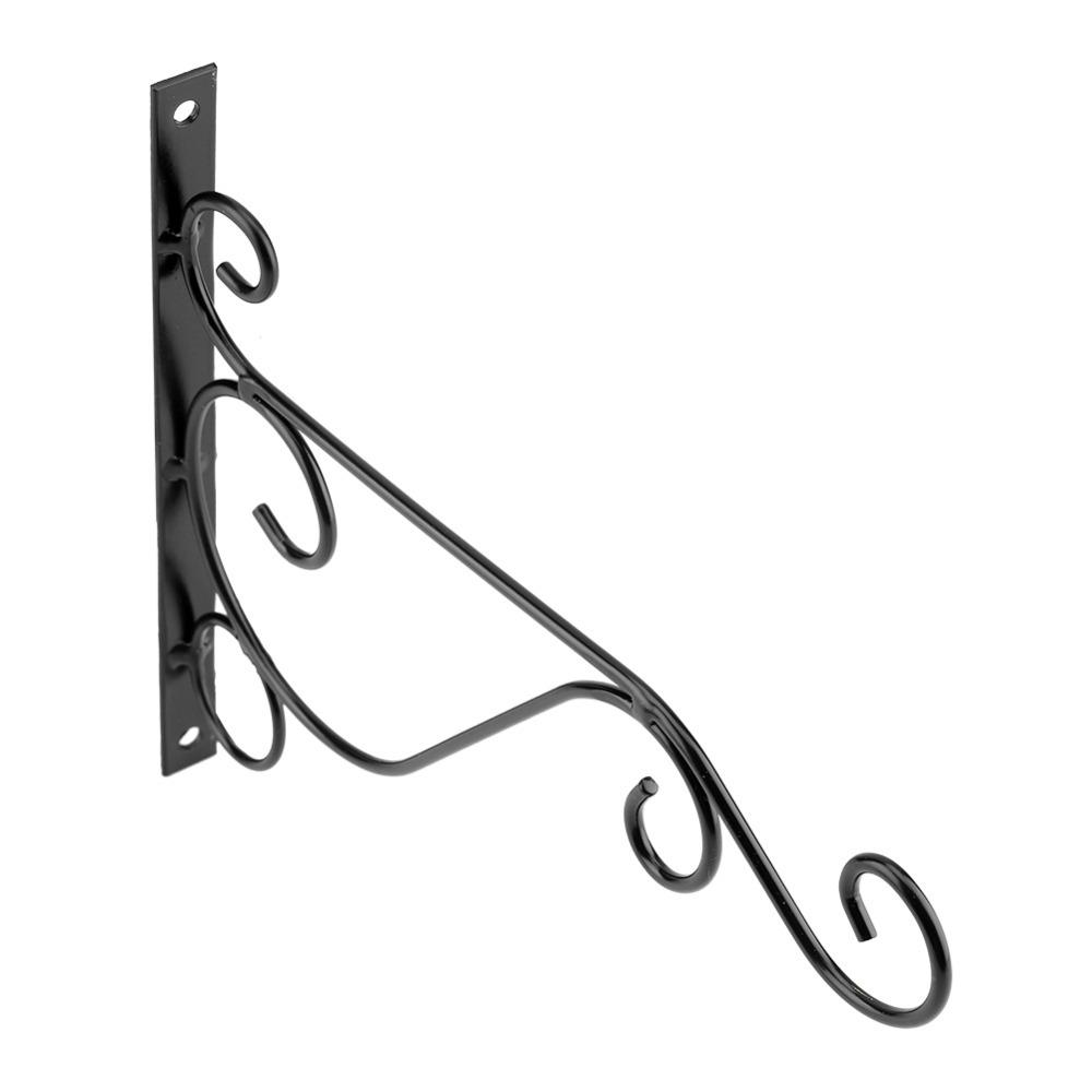Iron Plant Bracket Black Garden Flag Holder Durable Wall Mounted Plant Hanger