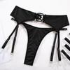 Sexy Bondage Hollow Belt Long Gloves & Chest Straps Lingerie Set