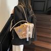 Straw Bag Women's New Summer Vacation Woven Beach Bag Fashion Drawstring Bucket Vegetable Basket Bag