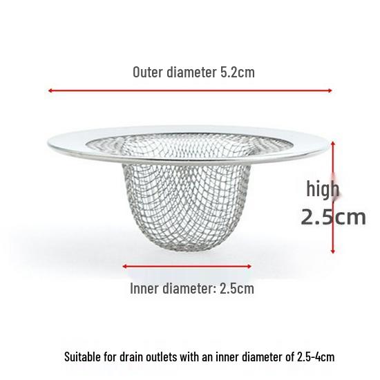 Stainless Steel Drain Net Filter: 5cm-11cm Sizes for Leftover Food and Residue