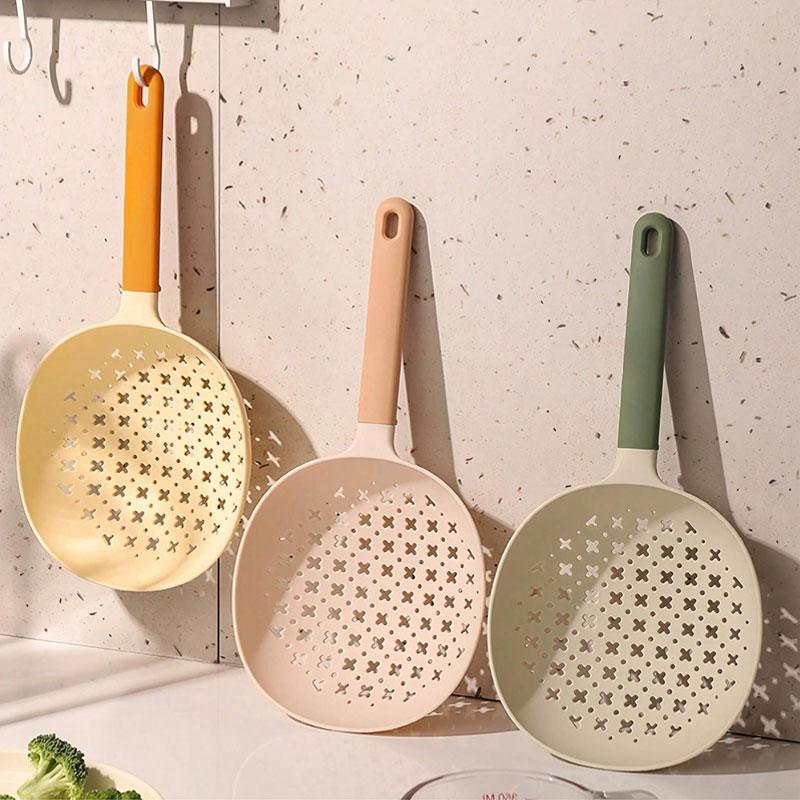 1/3Pcs Big Colander Spoon Slotted Colander Spaghetti Pasta Serving Spoon with Holes Heat-resisting Plastic Kitchen Cooking