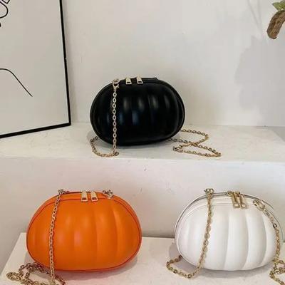 Mini Halloween-gresskar Dame Skulderveske Tegneseriejente Personalisert Håndholdt Kjede Små Runde Skuldervesker