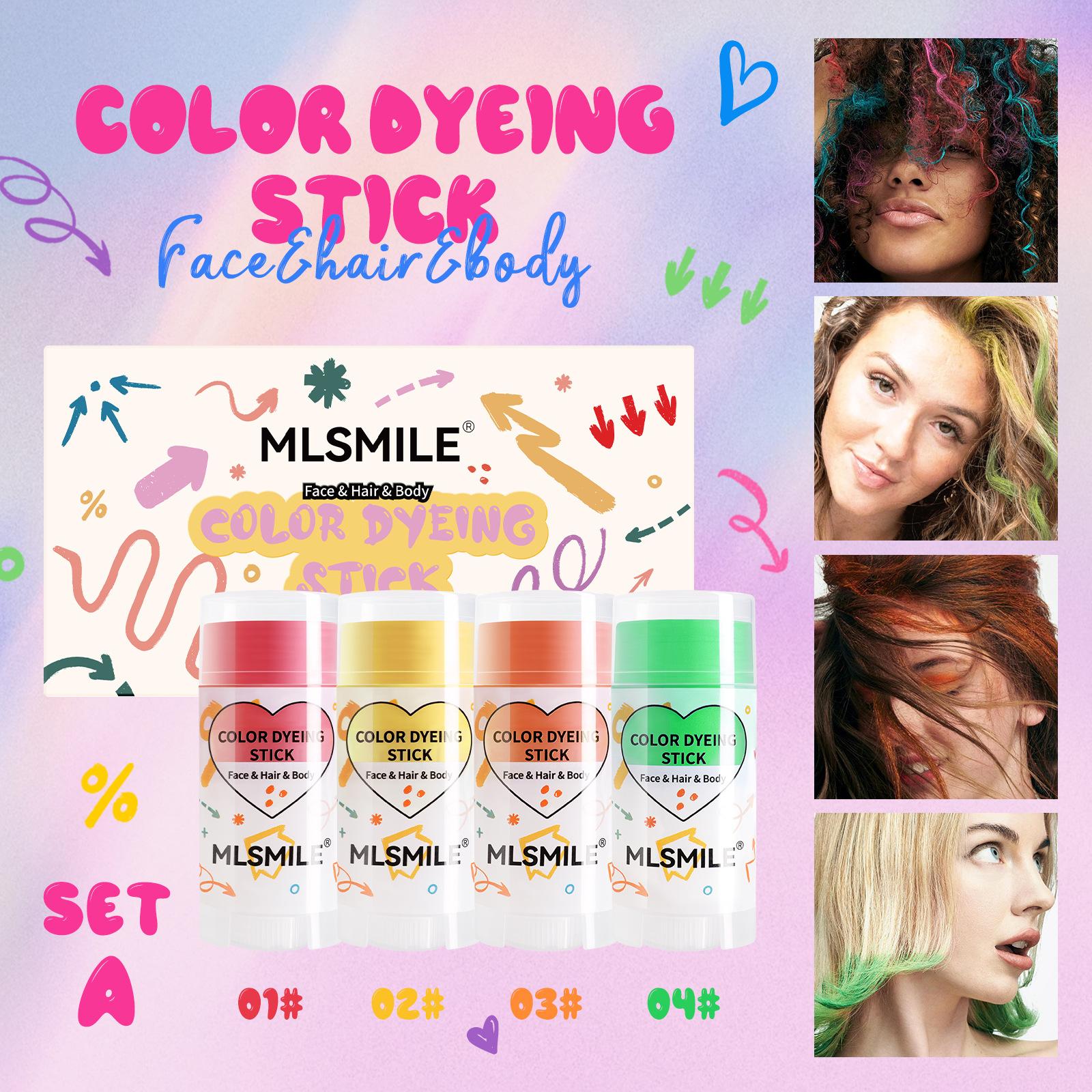 

MLSMILE4 Упаковка для лица Граффити-карандаш для волос и тела Многофункциональный цветной карандаш для окрашивания макияжа для вечеринок 15g*4