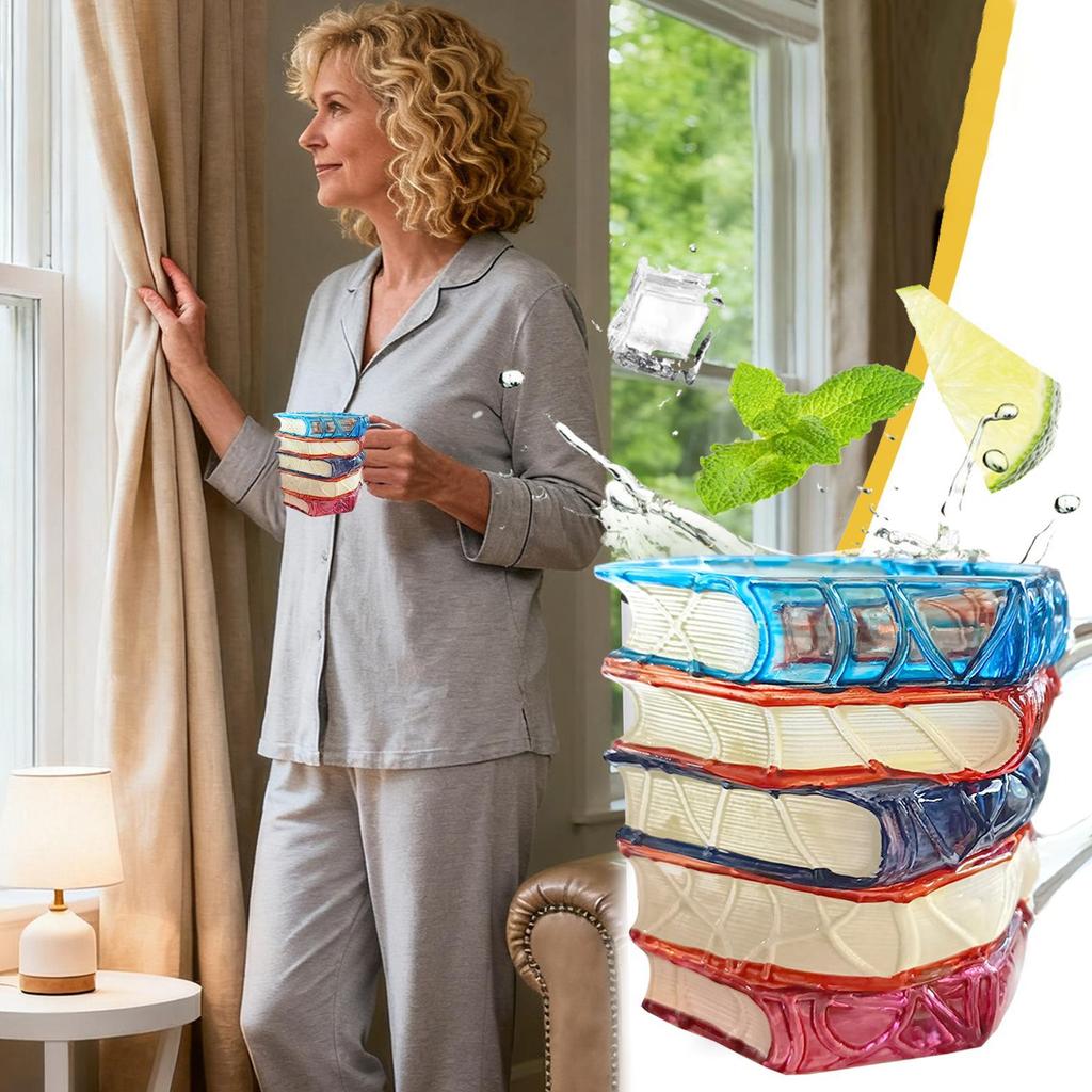 Novelty 3D Painted Books Coffee Mug Unique Books Stack Coffee Cup Creative Drinking Cup Collection Gifts for Literature Lovers