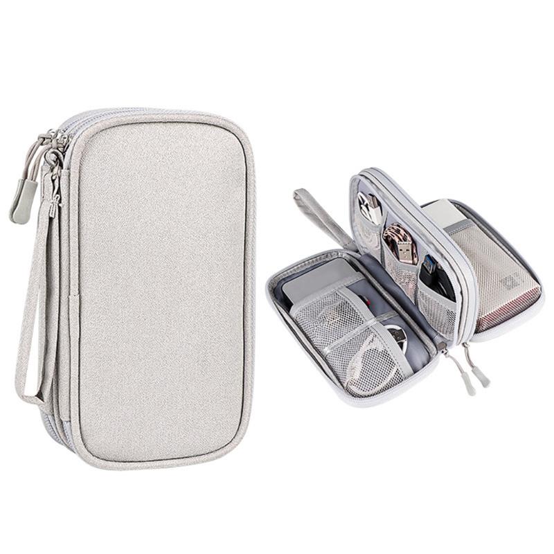 Multi-function Double Layer Storage Packet Suitable for Headphone/ Hard Disk/power Bank/Data Cable and Other Accessories