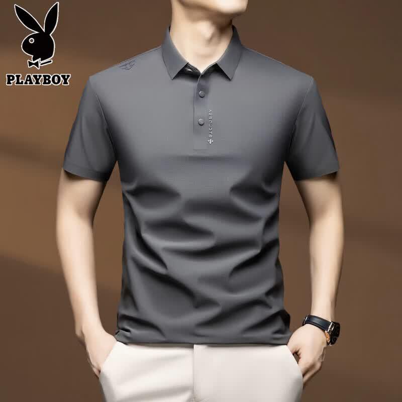 PLAYBOY Men's Ice Silk Casual Polo Shirt