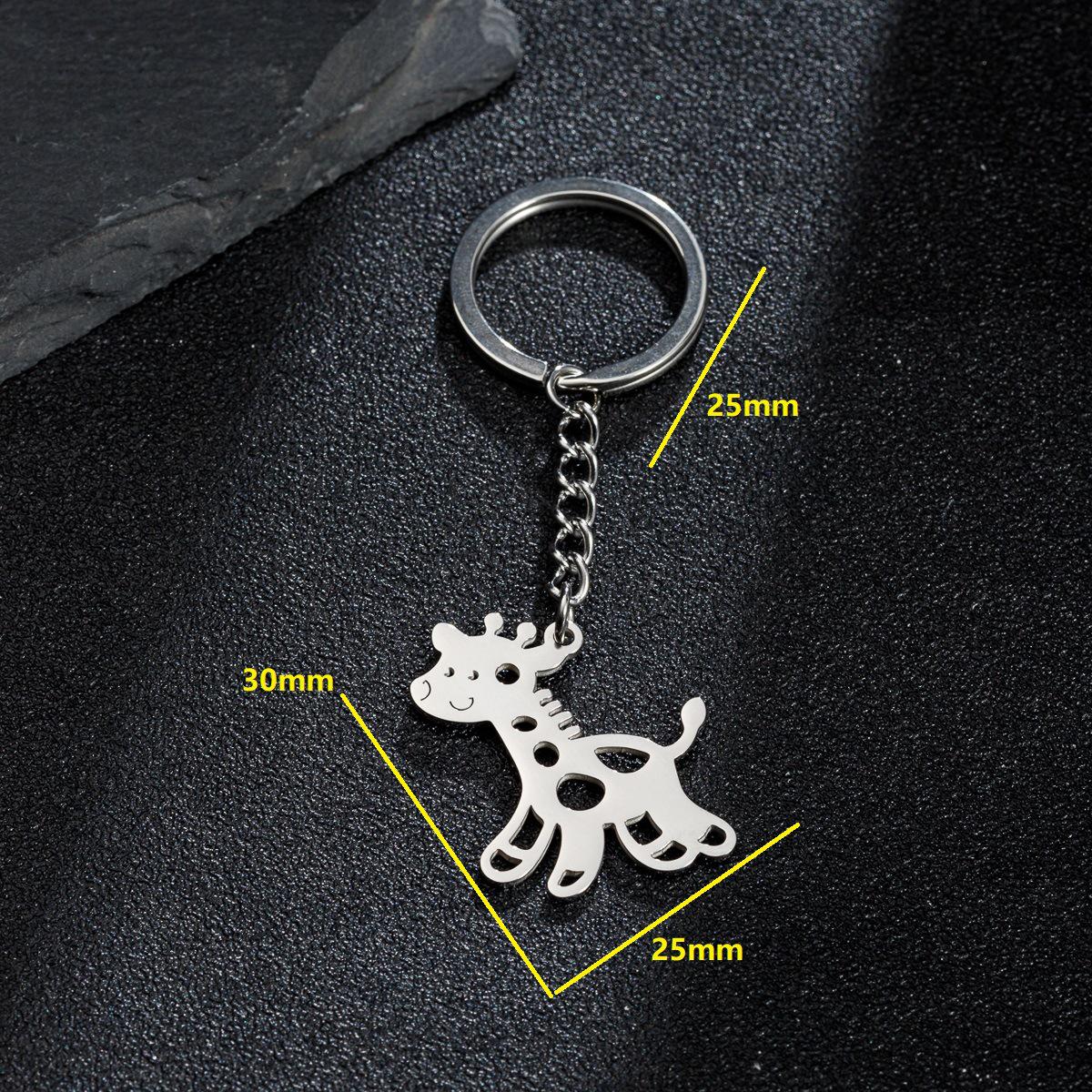 Cartoon Deer Stainless Steel Keychain Pendant - Simple Gift Accessory
