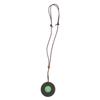 Volcanic Lava Energy Stone Pendant Green Core Promote Circulation Adjustable Round Shape Negative Ion Necklace