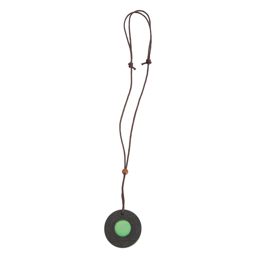 Volcanic Lava Energy Stone Pendant Green Core Promote Circulation Adjustable Round Shape Negative Ion Necklace