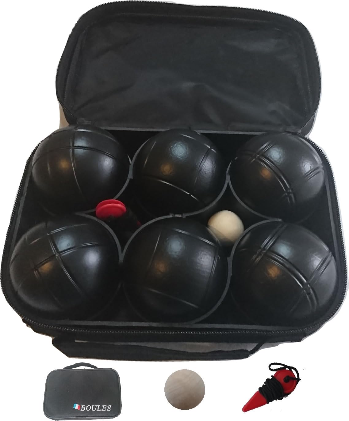 

OLOA Petanque Balls Stainless of 6 Types x 2 Popular 72mm Official Popular Includes Wooden and Measuring Tape (Black) Steel/Metal [Set (3 Balls)] чорний