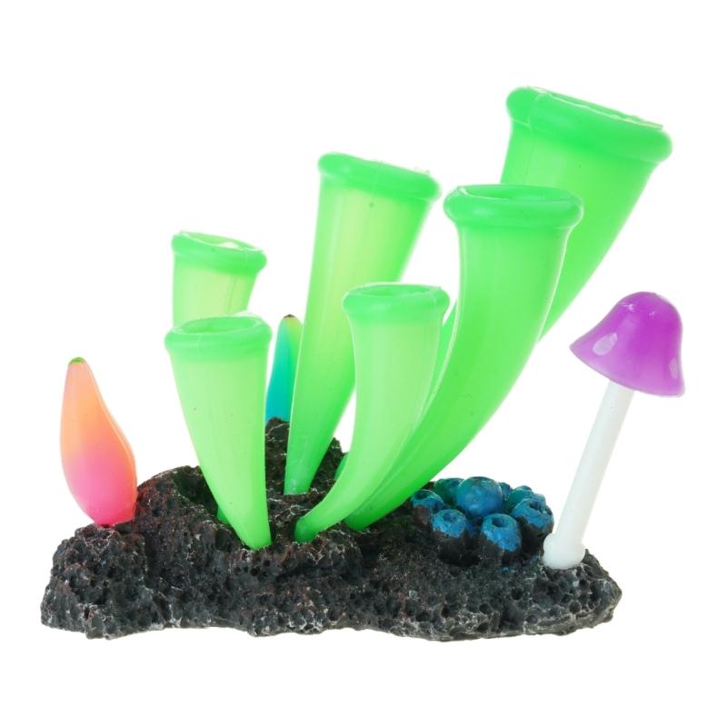 

Искусственный рог Декоративное растение Цветные украшения для аквариумов Украшения Светящееся в темноте Растение для террариума Растение 1 зелёный