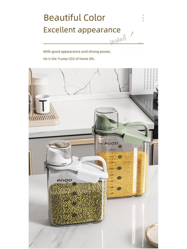 Large Transparent Moisture-Proof Grain Jar with Lid for Fresh-Keeping In Kitchen