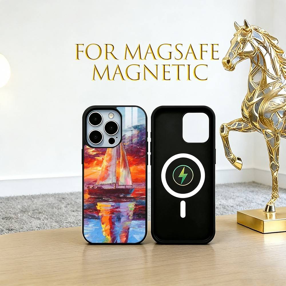 

Oil painting sailboat Phone Case For iPhone17,16,15,14,13,12,11 Plus,Pro Magnetic For Magsafe Wireless Charging iPhone17ProMax