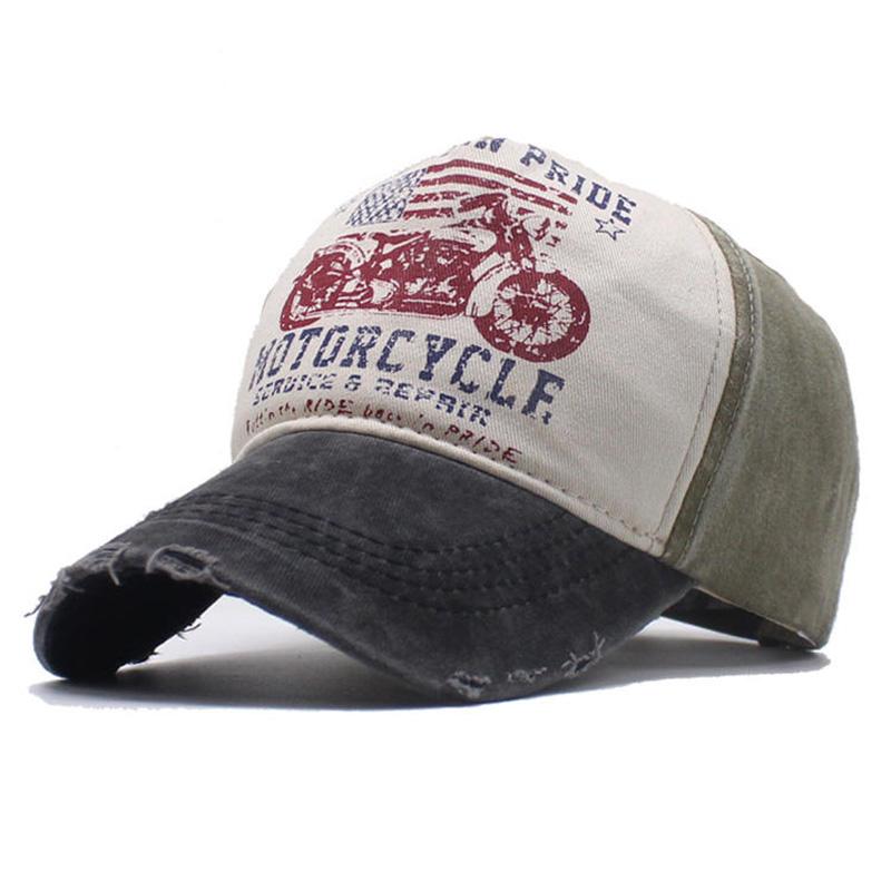 Graffiti Print Baseball Washed Vintage Cap Color-Block Baseball Wide Brim Hat Duckbill Cap Motorcycle Sun Hat All-Match Trendy For Daily