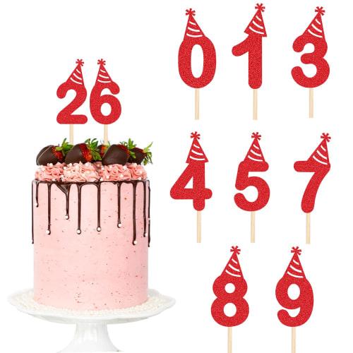 WishFirst Glitter Number Cake Toppers 0-9 for Cupcakes, Birthdays, Party Decorations, Weddings, Anniversaries, and Happy Birthdays (10 Number Cake Top