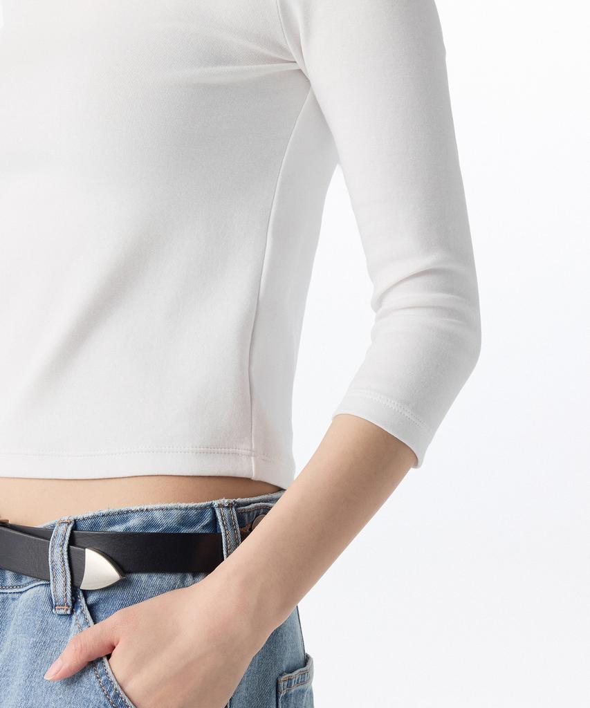 Musinsa Standard Woman Women'S Slim Crew Neck Sleeve T-Shirt [White]