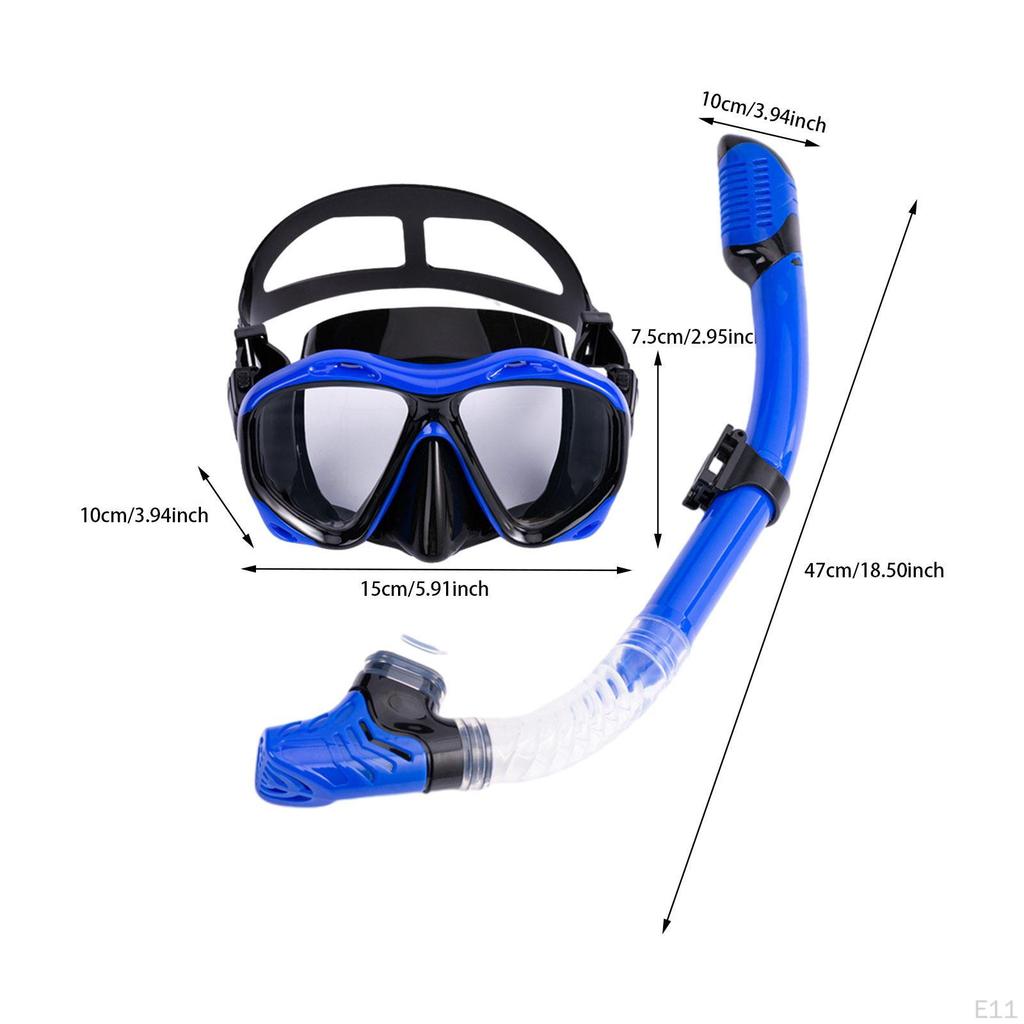 Snorkel Set Portable Adjustable Strap Swimming Mask for Snorkeling Women Men White
