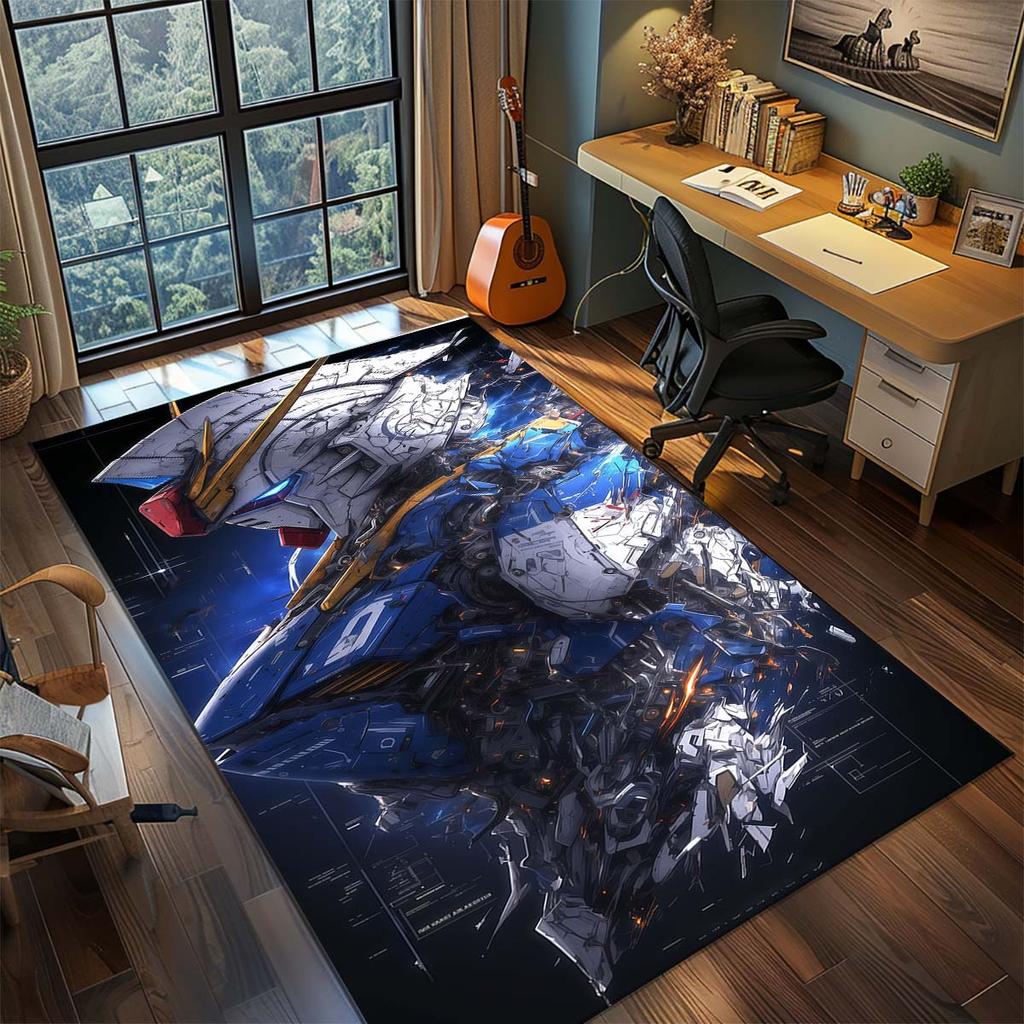 Gundam Anime Mecha Robot Rug Carpet Large Area Rug Non Slip Washable Floor Mat Gamer Room Bedroom Home Decor