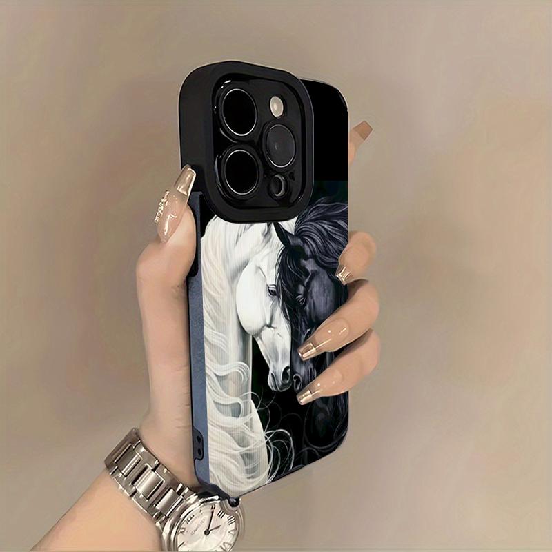 Black White Horses Phone Case For iPhone 11 12 13 14 15 Plus 17 16 Pro Max 17 Air XR X XS 15 16 Plus Protection Back Cover