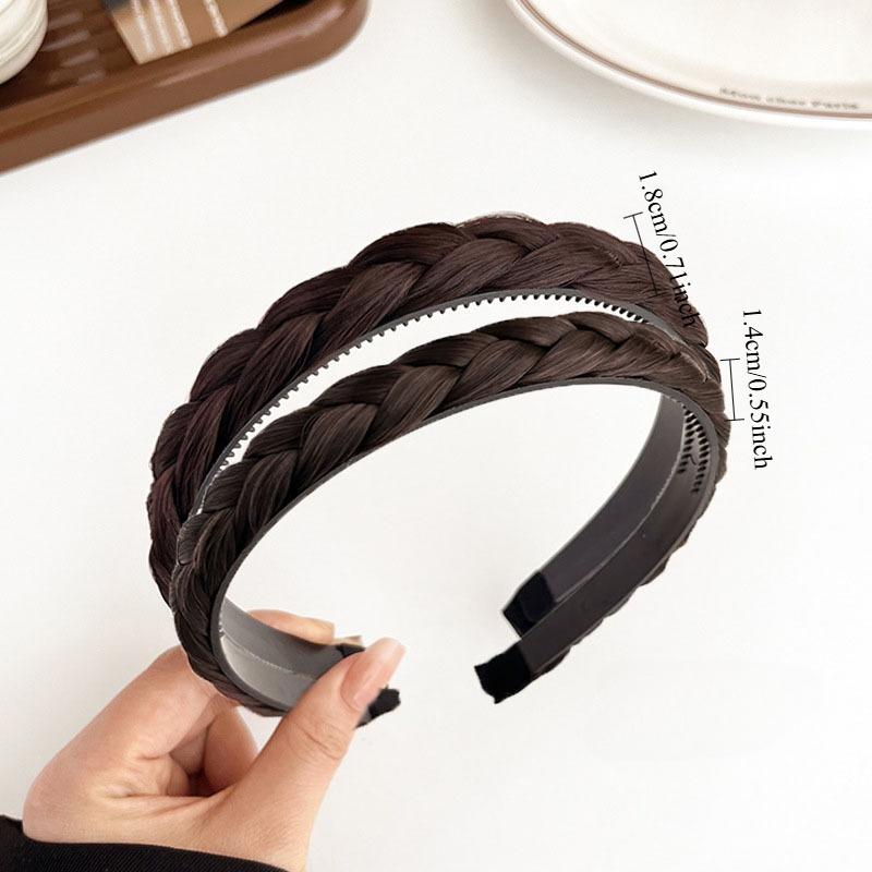 2pc Vintage Wig Twists Braid Hairband with Toothed Anti-skid Hair Bands for Women Girls Korean Retro Headband  Accessories