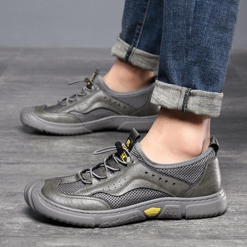 Hole shoes men's new leather bag head sandals men's hollow soft sole soft surface casual single shoes