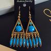 Vintage court gem set earrings long temperament bohemian earrings niche earrings women