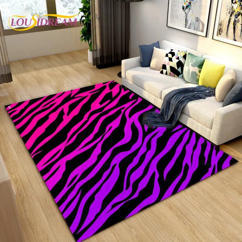 Tapis de Zone Grand Série Couleur 3D Motif Zèbre, Tapis pour Salon Chambre Cuisine Décoration Paillasson, Tapis de Sol Antidérapant
