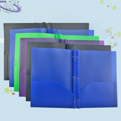 File Folder with Pockets Prong Fasteners PP Plastic A4 Size Waterproof Tear-Resistant Documents Organizer