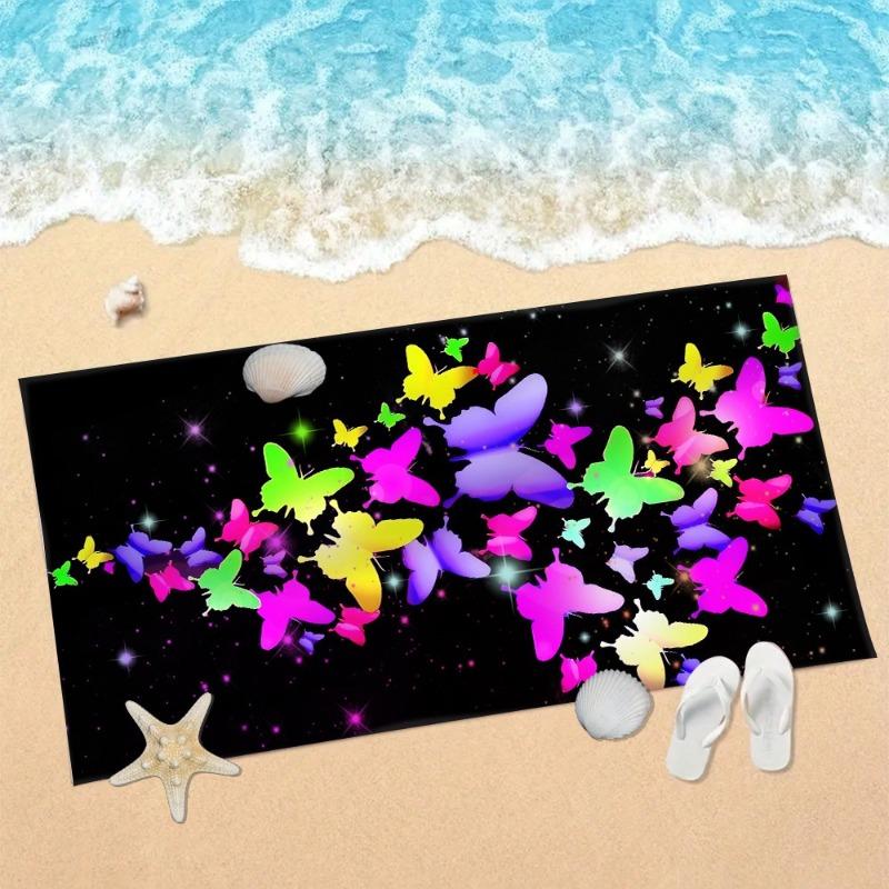 Y2K Trendy Sweet Pink Butterfly Print Beach Towel Soft Quick Dry Sand Resistant Absorbent Beach Blanket for Beach Pool Travel