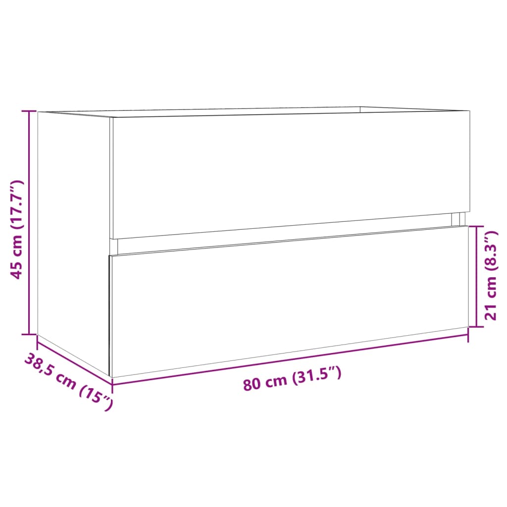 Washbasin Cabinet in Sonoma Oak 80 x 38.5 x 45 cm Particleboard