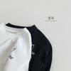 Kids Unisex Casual Letter Print Black White Long Sleeve T Shirt Top