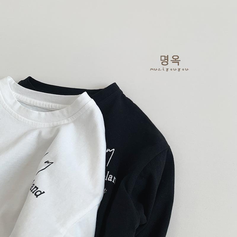 Kids Unisex Casual Letter Print Black White Long Sleeve T Shirt Top