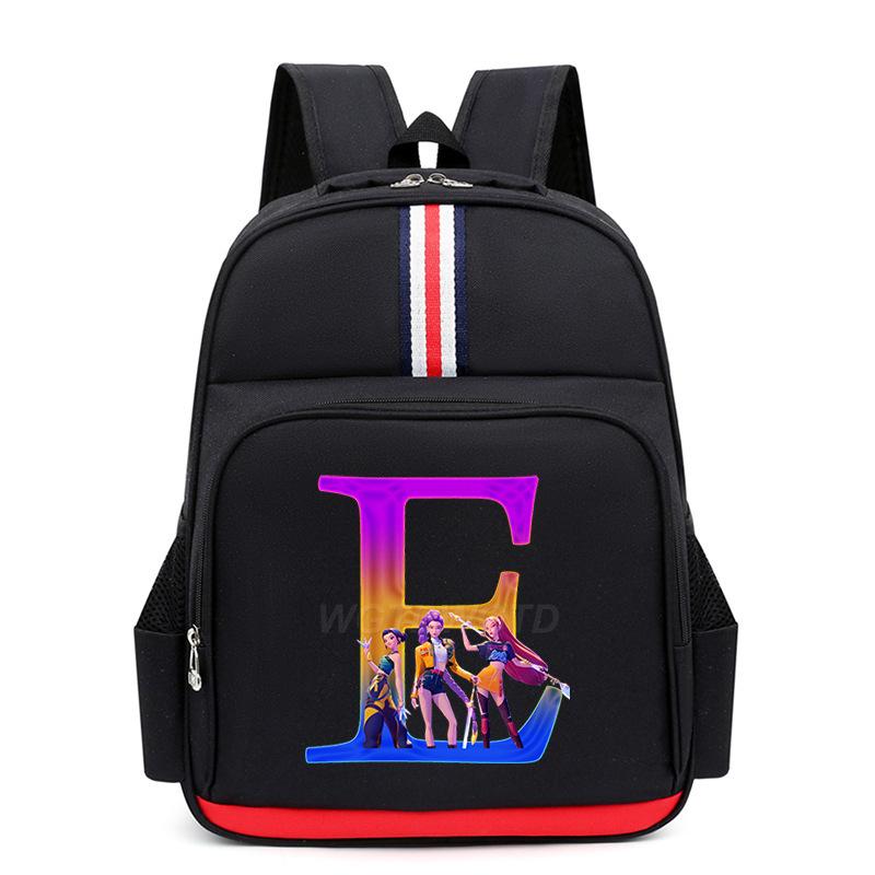 College Style Trend 26 Letter Printing Anime Cartoon Large Capacity Burden Reduction Backpack Casual Student School Bag