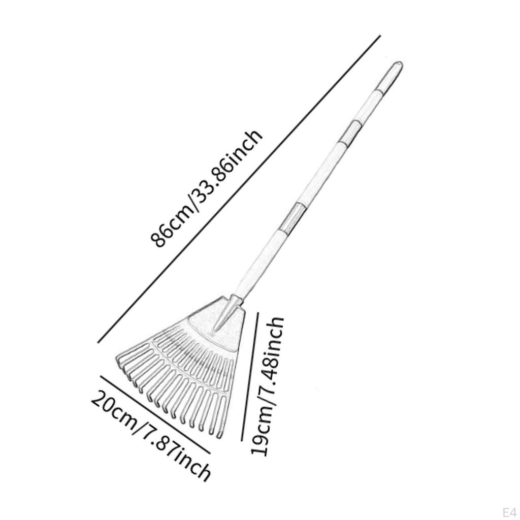 Detachable Leaf Rake with Wood Handle for Kids in Flower Beds