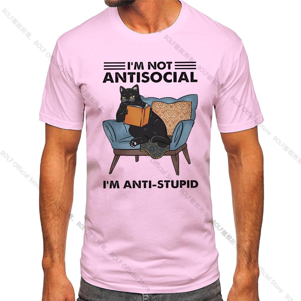 I Am Not Anti Social Printed Men's Vintage T-Shirt 100% Cotton Oversized Funny Graphic Tees for Men Summer Tops