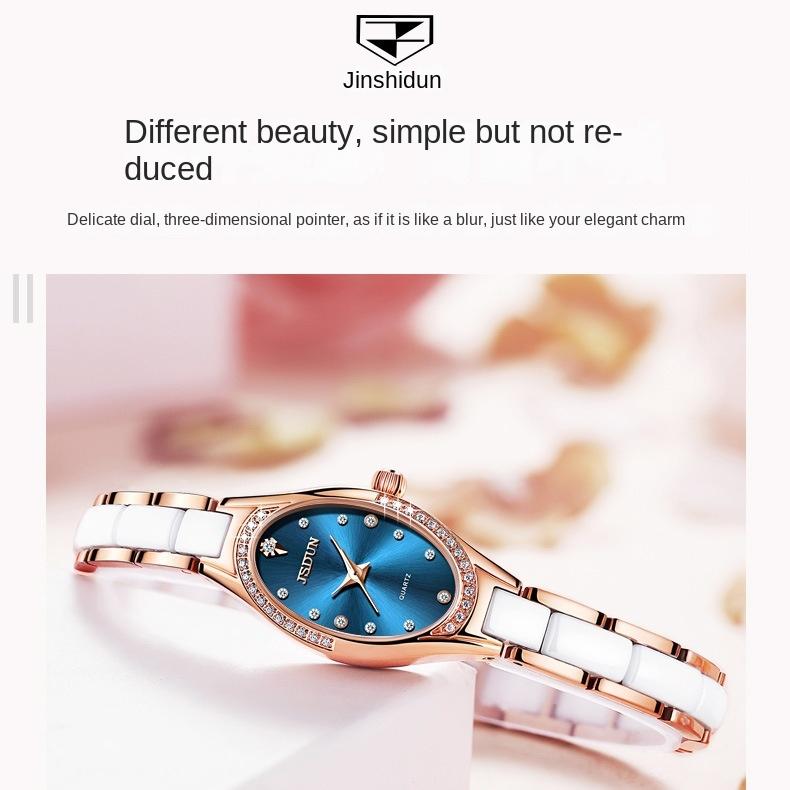 JINSHIDUN Brand Watches Swiss Watch Quartz Movement Fashion Waterproof Thin Women's Watch Women