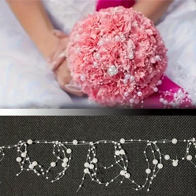1 Roll 158 Inch White Beaded Garland String Wedding Reception Decor Bridal Bouquet Beaded Strung Beads Garlands Centerpiece