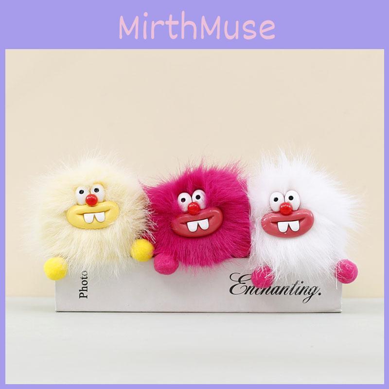 Cute Bucktooth Coal Ball Plush Keychain Backpack Charm Stuffed Gift For Students