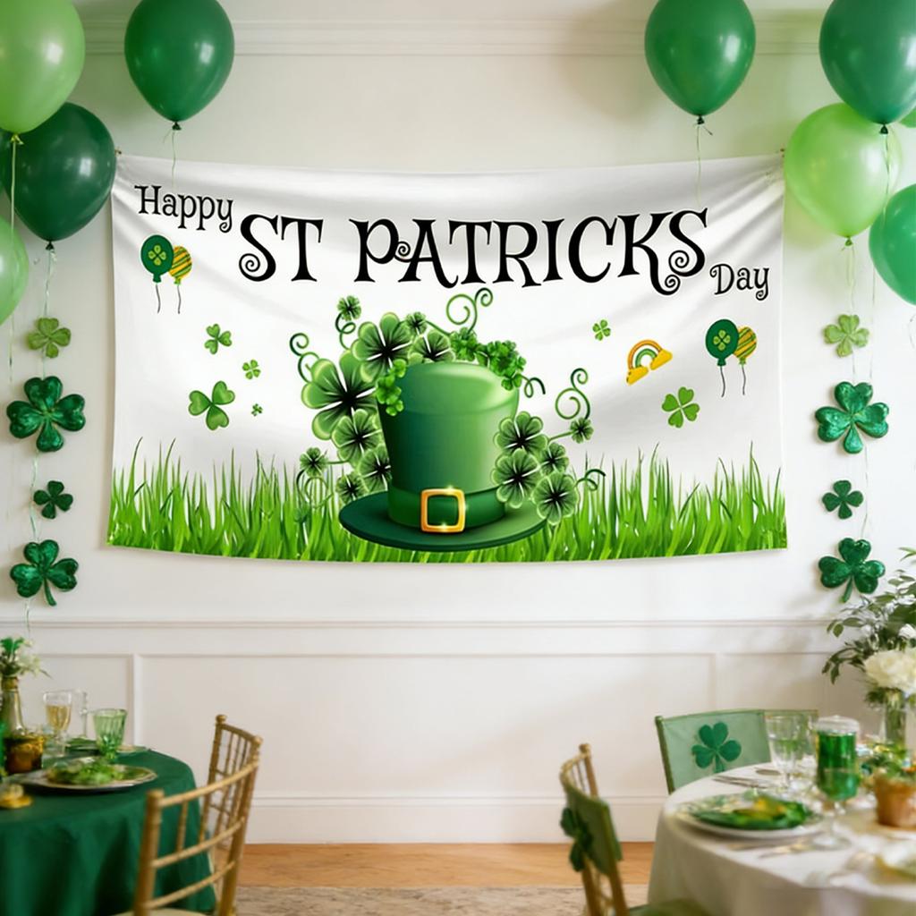 St. Patrick’s Day Banner Decorations - Irish Party Background Supplies Decors, 1 Count