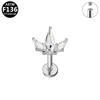 Titanium G23 Alloy Rhombus Zirconia Pierced Earring with Internal Thread