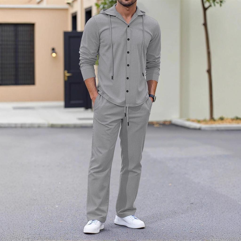 Simple Solid Color New Long-sleeved Hoodie Suit Linen Autumn Loose Casual Cotton Linen Cardigan Shirt