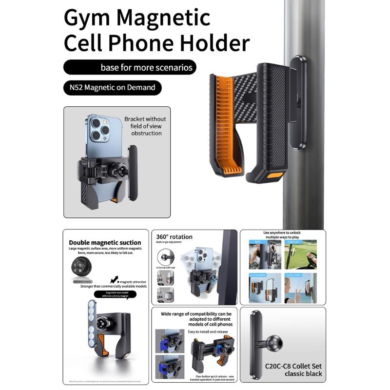 Tragbare Magnetische Handyhalterung für Fitnessgeräte Outdoor-Sportarten Starke Magnete Saugfuß-Design